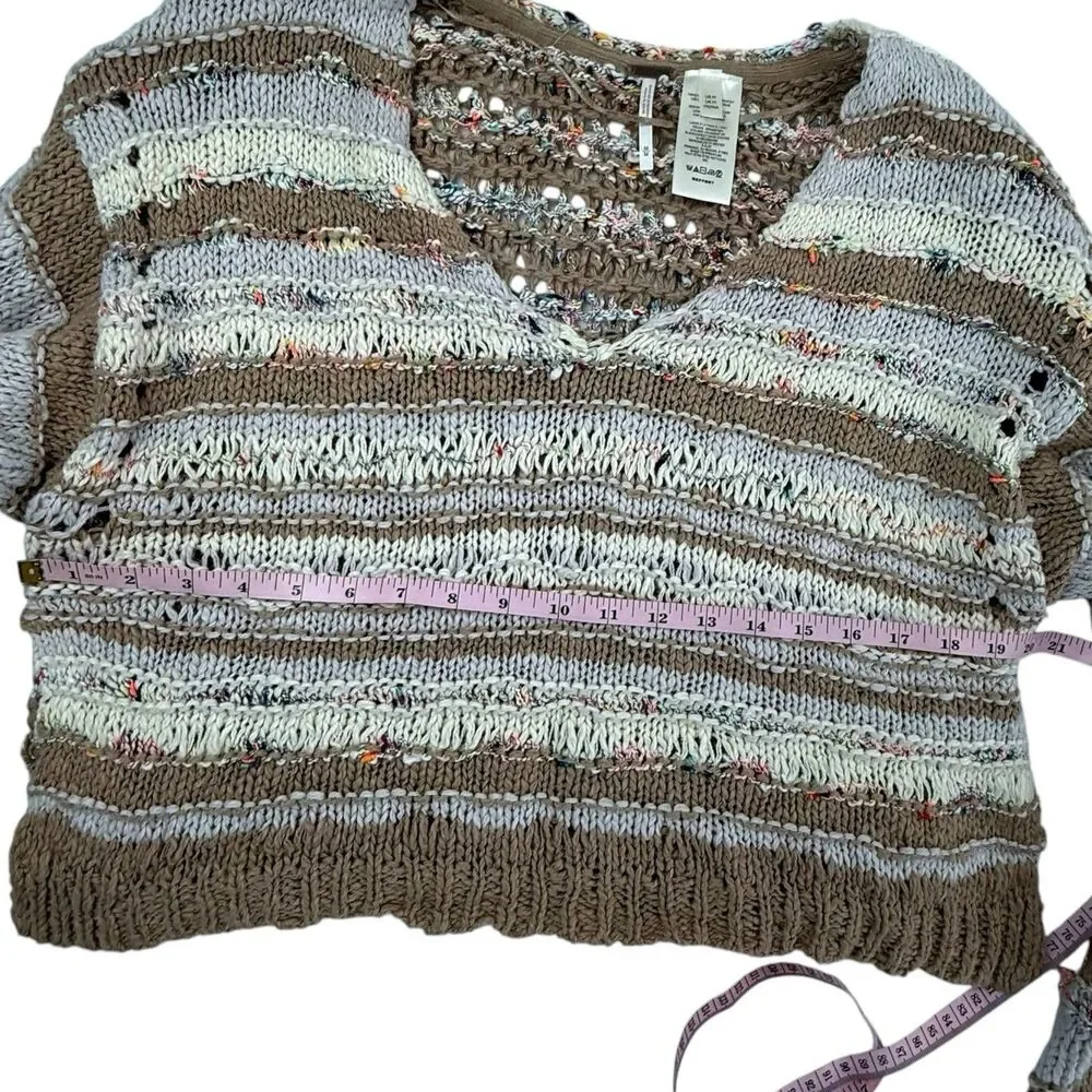 Free People Lake Life Pullover Sweater in Sunset Sand Medium Chunky Cropped Boho